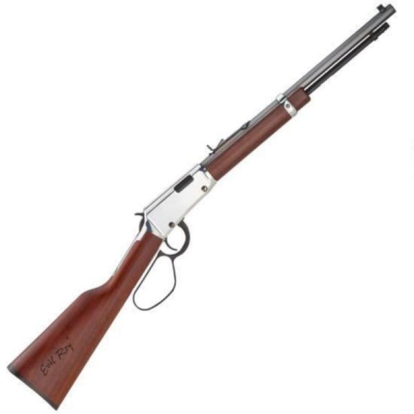 Henry Frontier Carbine Evil Roy Lever Action .22 LR, 16.5" Octagon Barrel, Wood Stock, Silver Receiver, Item #H001TER